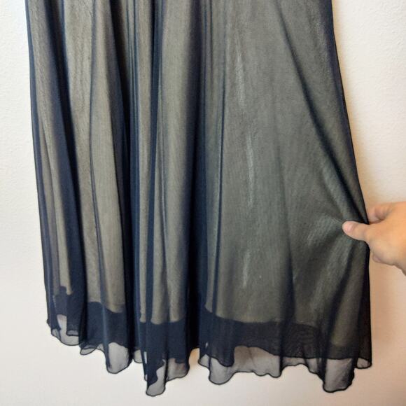 Vintage Y2K Ariella Black Sheer Mesh Ruched Fit & Flare Dress Medium Whimsigoth - Picture 4 of 11